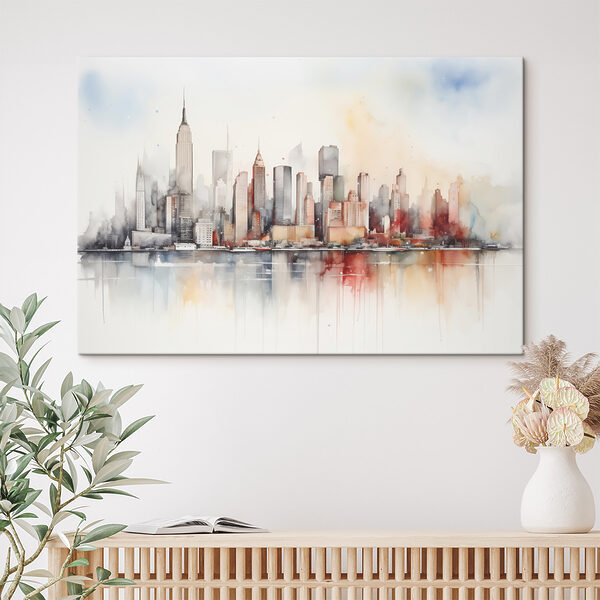 Aquarel van een stad Canvas Schilderijen Aquarel van een stad