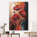 Canvas Schilderijen Schilderij van rode bloemen