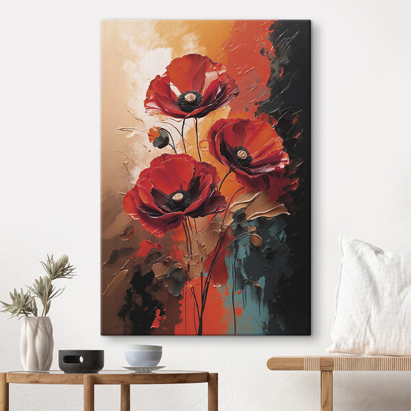 Schilderij van rode bloemen Canvas Schilderijen Schilderij van rode bloemen