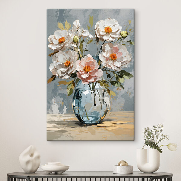 Vaas met bloemen erin Canvas Schilderijen Vaas met bloemen erin
