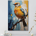 Canvas Schilderijen Vogel zittend op een tak