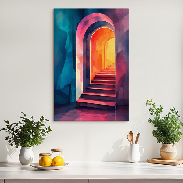 Kleurrijke hal met trap Canvas Schilderijen Kleurrijke hal met trap