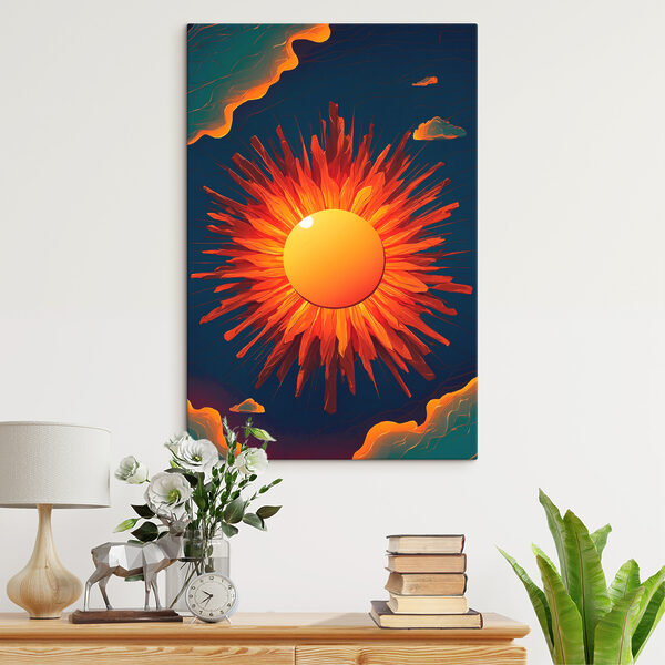 Zon met een felle zon aan de hemel Canvas Schilderijen Zon met een felle zon aan de hemel