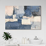 Canvas Schilderijen Schilderen van verschillende tinten blauw en wit