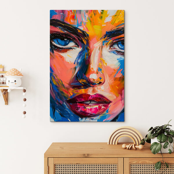Schilderij van een vrouw’s gezicht Canvas Schilderijen Schilderij van een vrouw’s gezicht