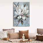 Canvas Schilderijen Witte bloem met bruine bladeren