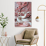 Canvas Schilderijen Witte slang met roze bloemen