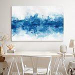 Canvas Schilderijen Blauw en wit aquarel