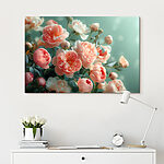 Canvas Schilderijen Groep roze en witte bloemen