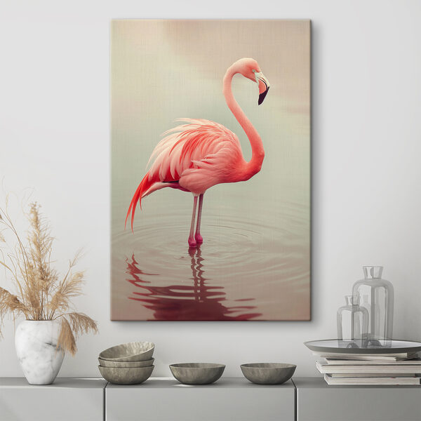Flamingo staand in water Canvas Schilderijen Flamingo staand in water