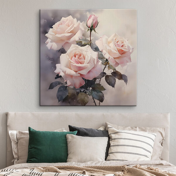 Groep roze rozen Canvas Schilderijen Groep roze rozen