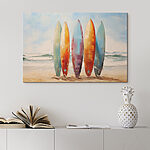 Canvas Schilderijen Groep surfplanken op een strand