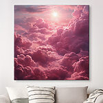 Canvas Schilderijen Roze wolken en de zon