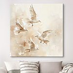 Canvas Schilderijen Groep vliegende witte vogels