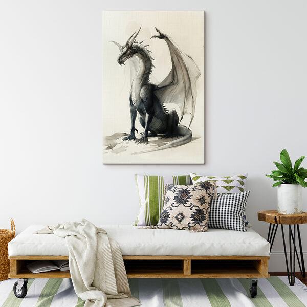 Tekening van een draak Canvas Schilderijen Tekening van een draak