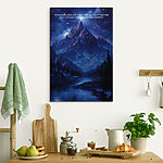 Canvas Schilderijen Bergketen met bomen en een rivier