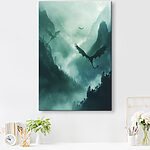 Canvas Schilderijen Groep draken vliegend in de lucht