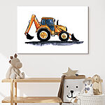 Canvas Schilderijen Aquarel van een gele tractor