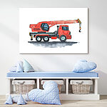 Canvas Schilderijen Aquarel van een rode vrachtwagen