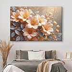 Canvas Schilderijen Groep bloemen met bladeren