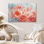 Canvas Schilderijen Groep roze bloemen