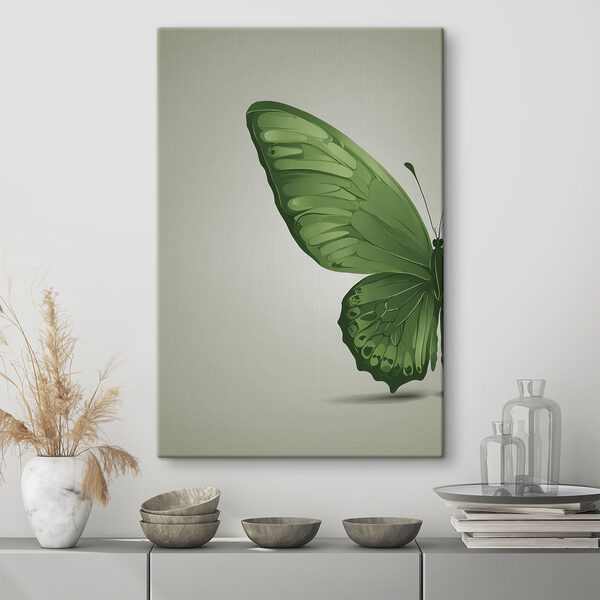 Groene vlinder met vleugels Canvas Schilderijen Groene vlinder met vleugels