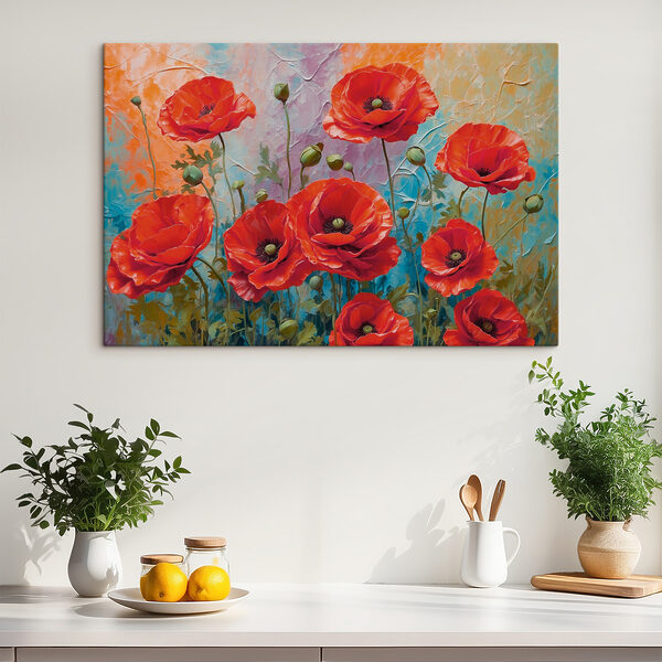 Schilderij van rode bloemen Canvas Schilderijen Schilderij van rode bloemen