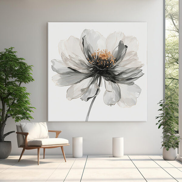Elegante bloei in monochrome tinten Canvas Schilderijen Elegante bloei in monochrome tinten