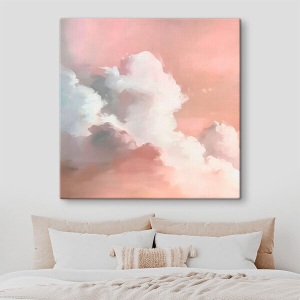 Canvas Schilderijen Roze lucht met wolken