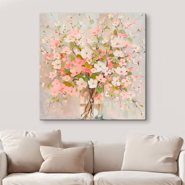 Canvas Schilderijen Schilderij van bloemen in een vaas