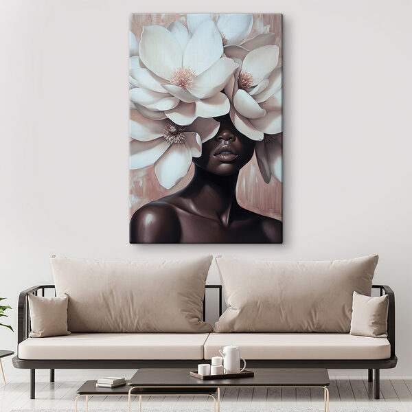 Vrouw met bloemen in haar haar Canvas Schilderijen Vrouw met bloemen in haar haar