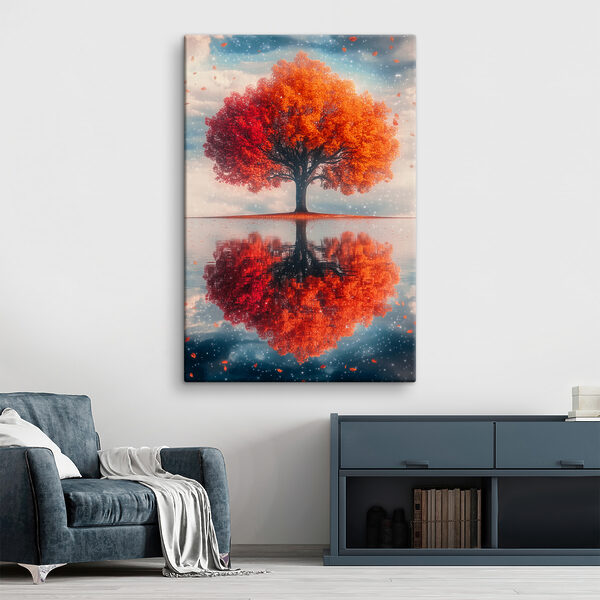 Boom met oranje bladeren Canvas Schilderijen Boom met oranje bladeren