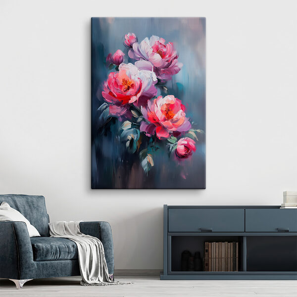 Schilderij van roze bloemen Canvas Schilderijen Schilderij van roze bloemen