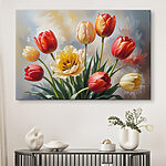 Canvas Schilderijen Groep tulpen in een vaas