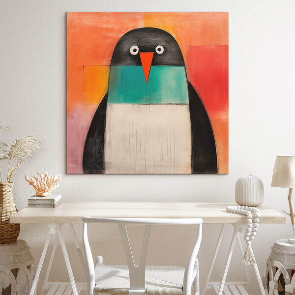 Schilderij van een pinguïn Canvas Schilderijen Schilderij van een pinguïn