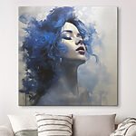 Canvas Schilderijen Vrouw met blauw haar