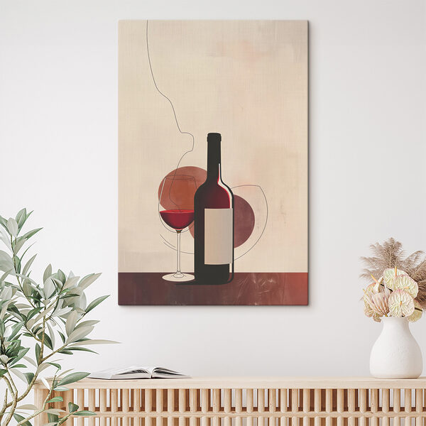 Fles en glas wijn Canvas Schilderijen Fles en glas wijn