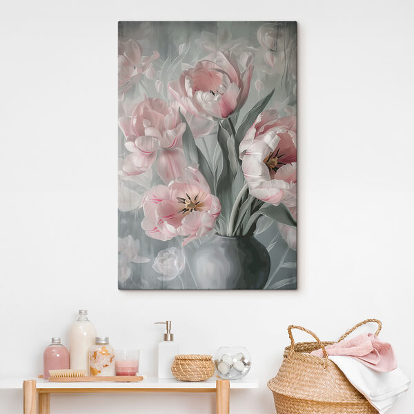 Roze tulpen in artistieke bloei Canvas Schilderijen Roze tulpen in artistieke bloei