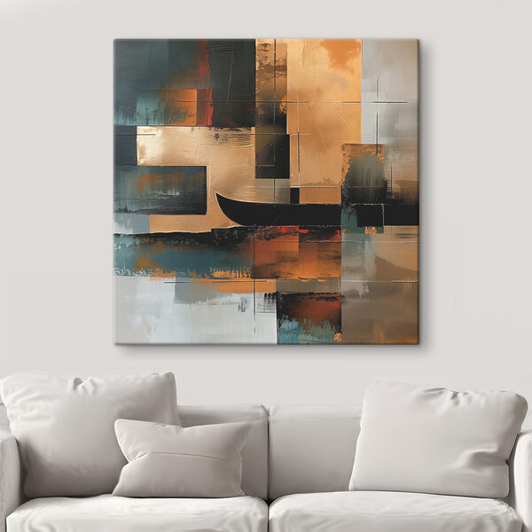 Schilderij van een boot in verschillende kleuren Canvas Schilderijen Schilderij van een boot in verschillende kleuren