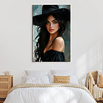 Canvas Schilderijen Vrouw met hoed