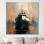 Canvas Schilderijen Schilderij van een boot in het water