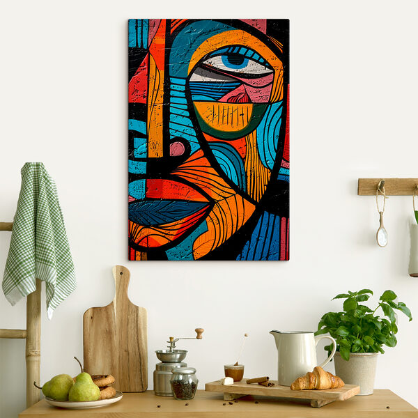 Kleurrijk schilderij van een gezicht Canvas Schilderijen Kleurrijk schilderij van een gezicht