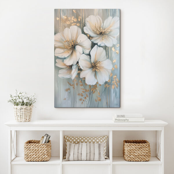 Schilderij van witte bloemen Canvas Schilderijen Schilderij van witte bloemen