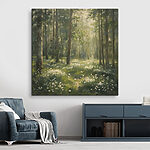 Canvas Schilderijen Bos met bomen en bloemen