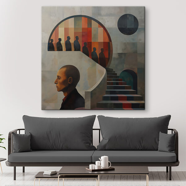 Schilderij van een man op een muur Canvas Schilderijen Schilderij van een man op een muur