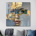 Canvas Schilderijen Schilderij van een vrouw’s gezicht
