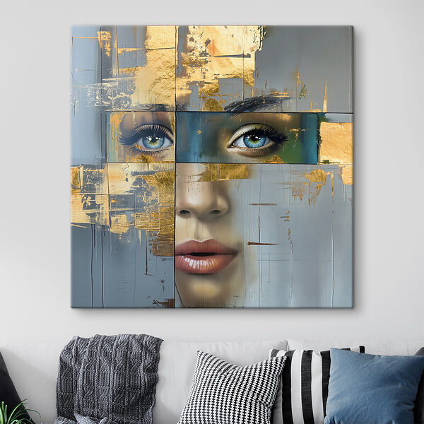 Schilderij van een vrouw’s gezicht Canvas Schilderijen Schilderij van een vrouw’s gezicht