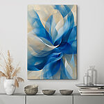 Canvas Schilderijen Blauw met witte bloem