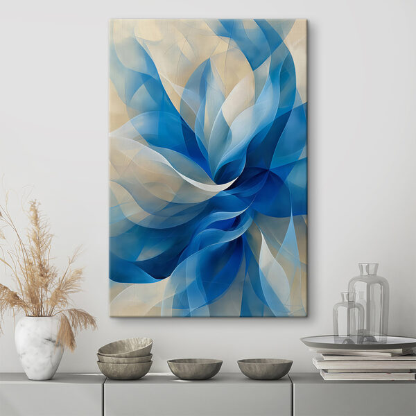 Blauw met witte bloem Canvas Schilderijen Blauw met witte bloem