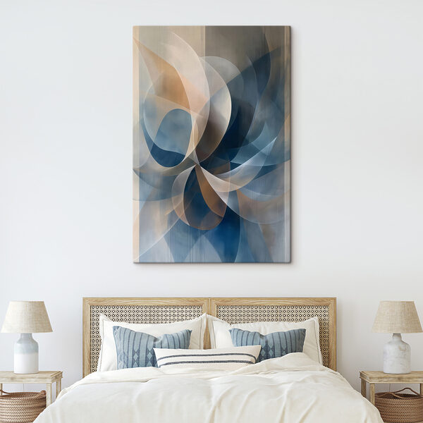Wervelende tinten blauw en crème Canvas Schilderijen Wervelende tinten blauw en crème